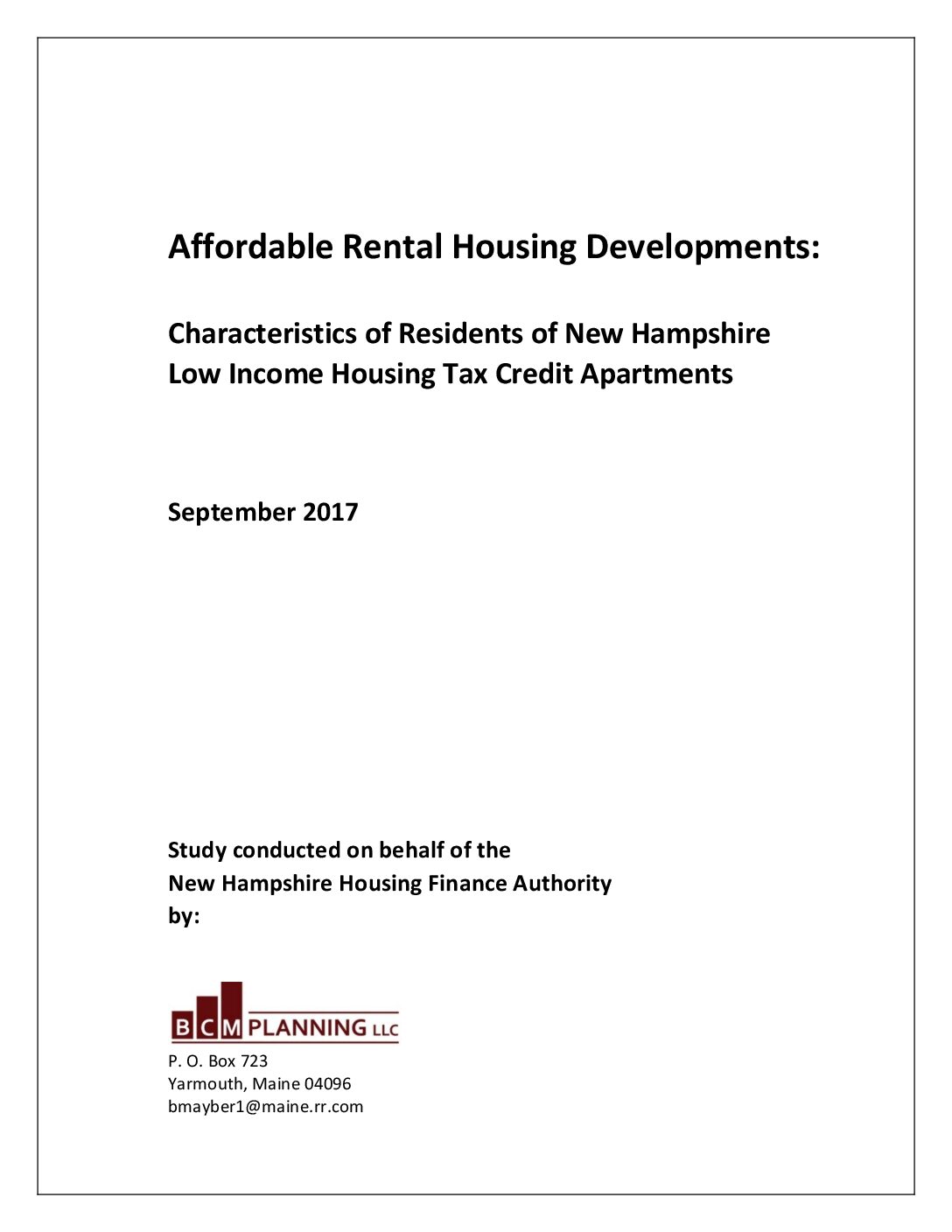 Affordable Rental Housing Developments: Characteristics of Residents of NH Low Income Housing Tax Credit Apartments (2018)